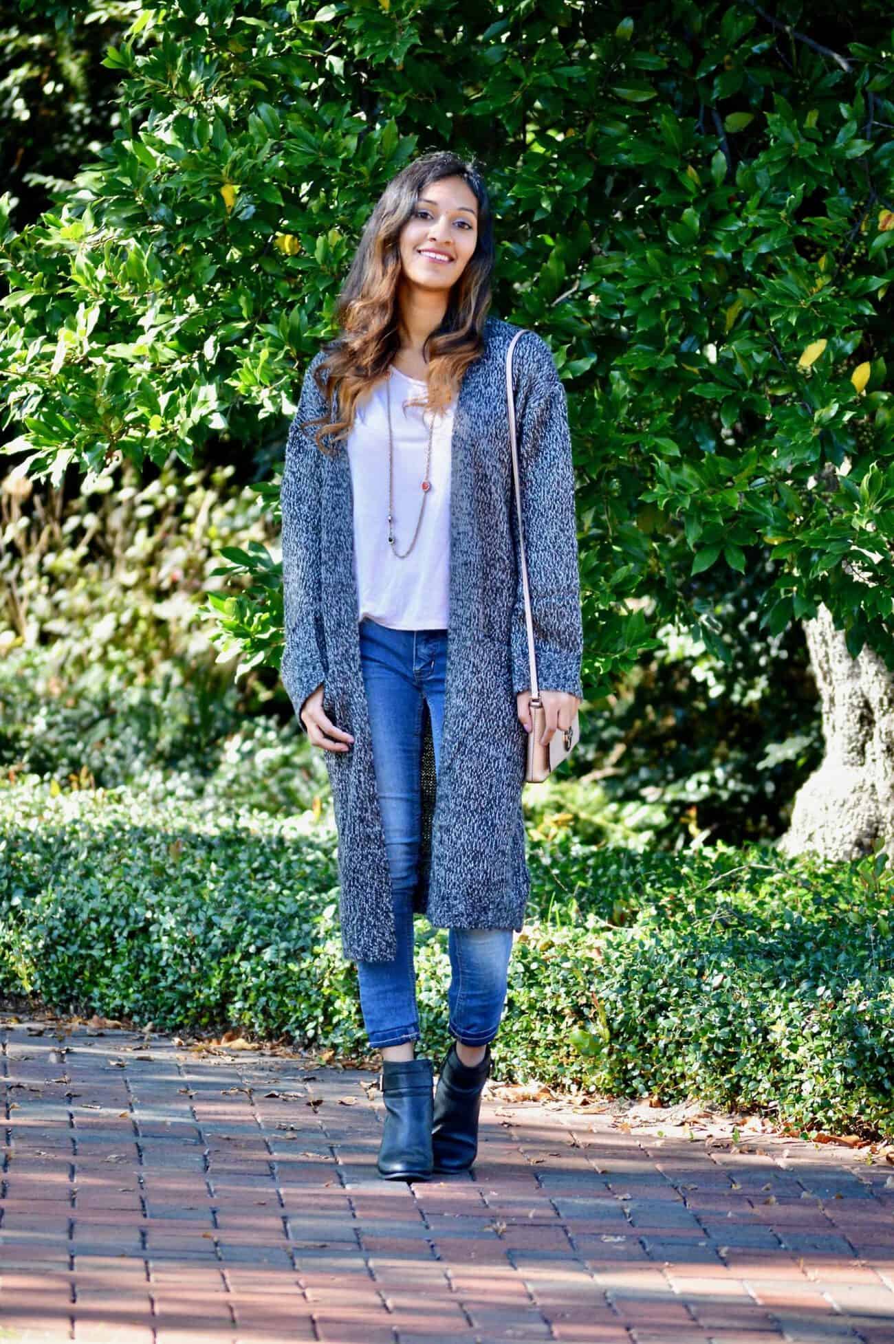 Blush and Grey Long Cardigan An Unblurred Lady