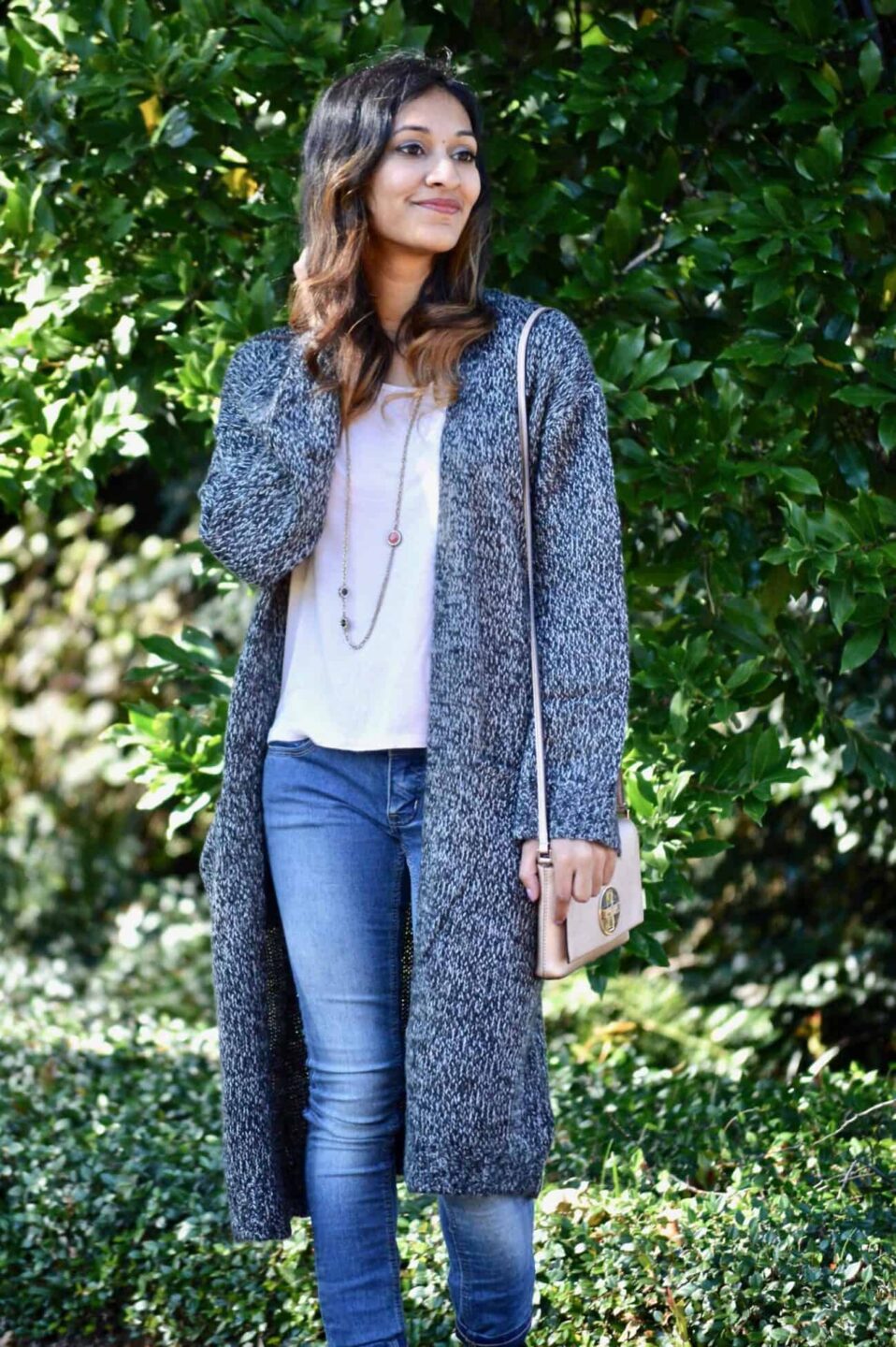 Blush and Grey Long Cardigan An Unblurred Lady