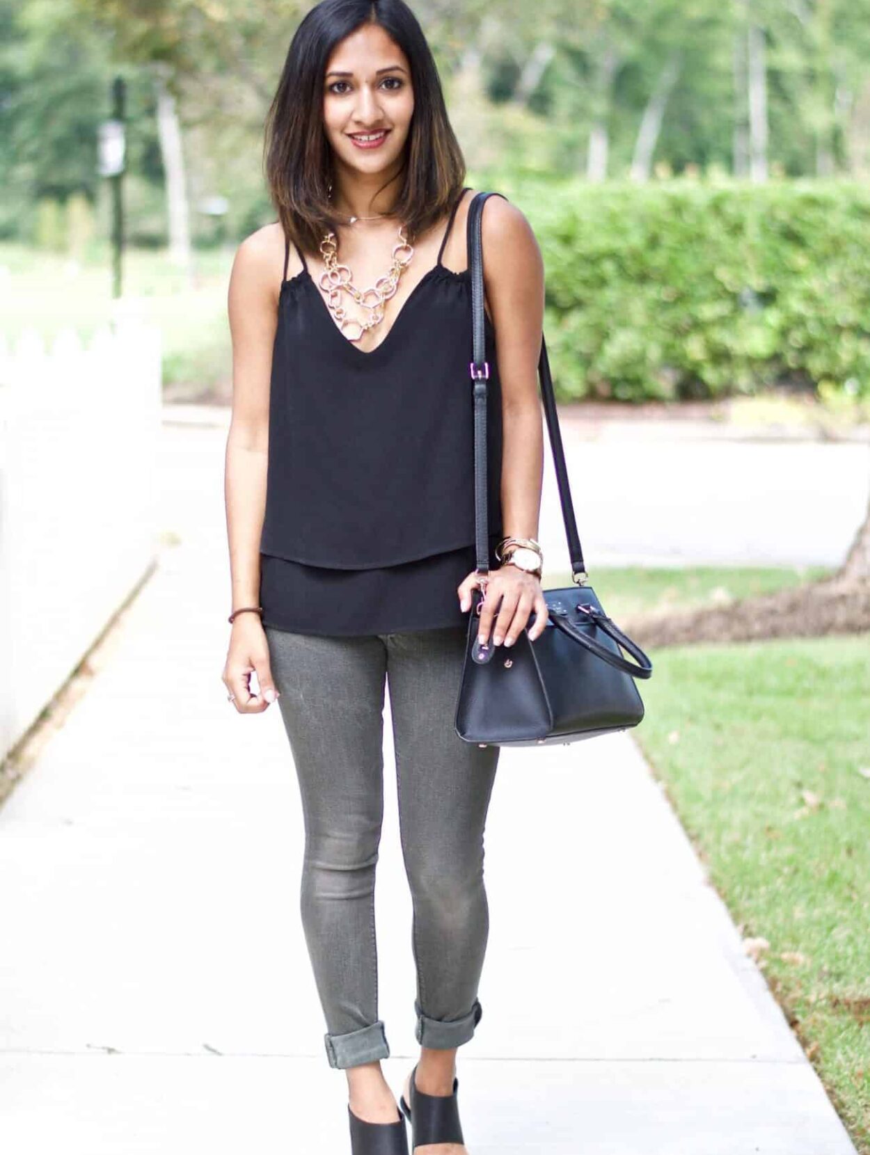 black and grey outfit