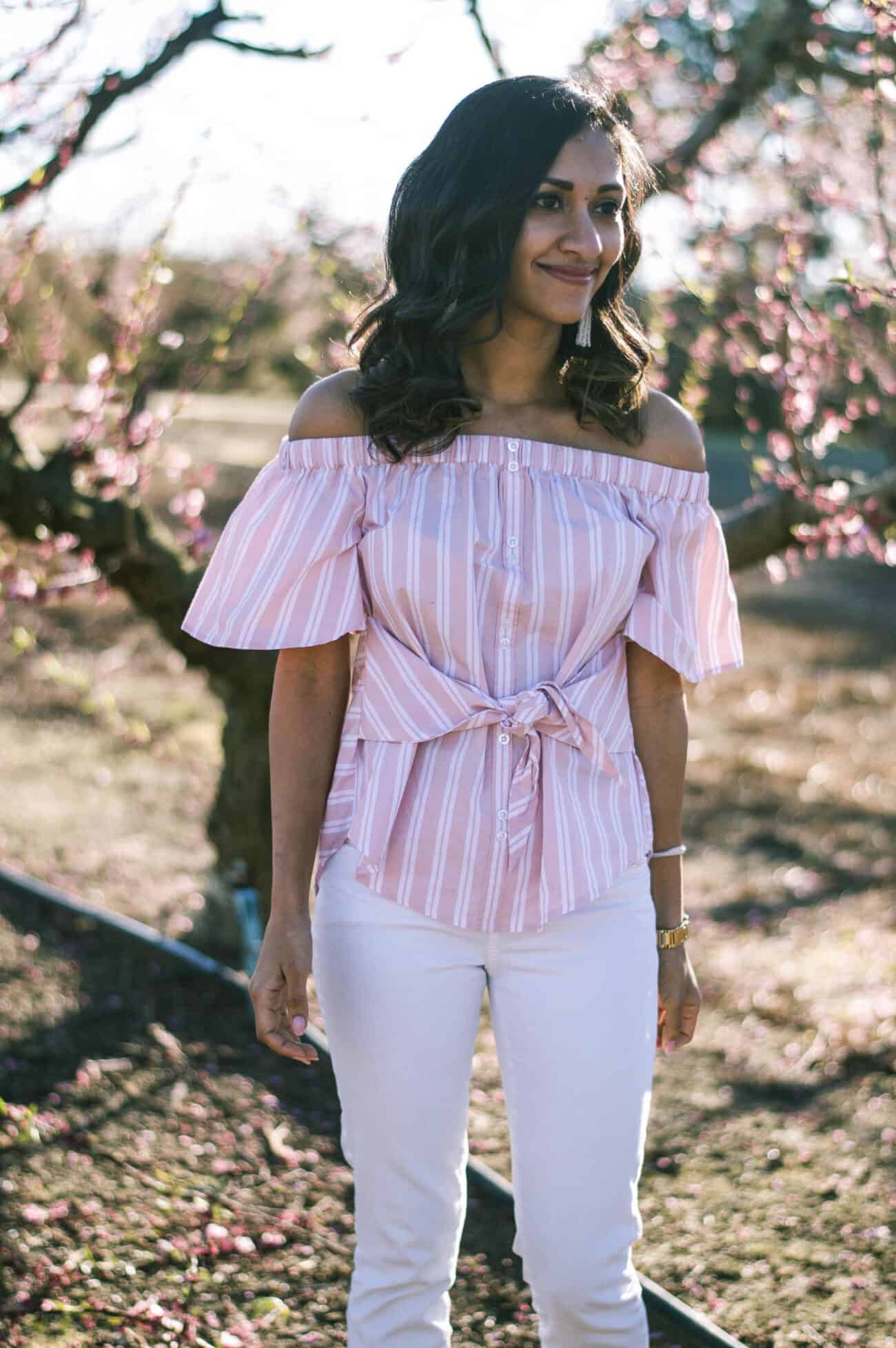 pink striped top 